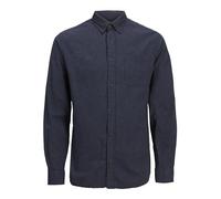 JACK & JONES Herren Jjeclassic Melange Shirt Ls Sn Hemd, Navy Blazer,S