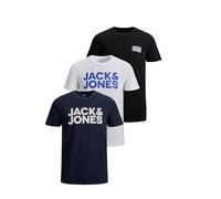 Jack & Jones T-Shirt Corp Logo 3er-Pack Kurzarm L Schwarz/Navy/Weiß