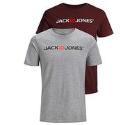 JACK & JONES Herren JJECORP Logo Tee SS Crew Neck 2er Pack T-Shirt, Light Grey Melange/2-PACK W.PO, S
