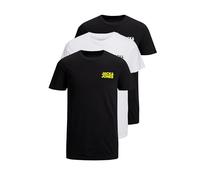 JACK & JONES Herren JJECORP Logo Tee SS Crew Neck 3er Pack Kurzarm T-Shirt, Pack D, 1x White 2X Black, XS