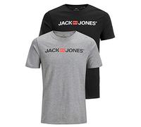 JACK & JONES Herren JJECORP Logo Tee SS Crew Neck, Light Grey Melange/2-PACK W. B, XXL