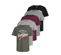 JACK & JONES Herren JJECORP Logo Tee SS Crew Neck MP, Black, Green, Red, 2 x Grey, XXXL