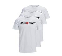 JACK & JONES Herren JJECORP Logo Tee SS Crew Neck Vorteilspack, T-Shirt Männer, White/3pcs White, XXXL
