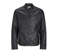 Lederimitatjacke JACK & JONES "JJEDYLAN PU BIKER JACKET NOOS" Gr. M, schwarz (black) Herren Jacken (31533226-M) black