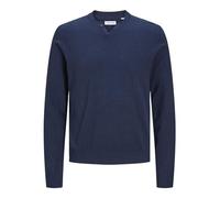 JACK & JONES Herren JJEEMIL Knit Split Neck SN Strickpullover, Navy Blazer,S