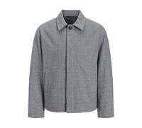 Outdoorjacke JACK & JONES "JJEHARRIS SHORT COAT SN", Herren, Gr. L, grau (light grau melange checks:check), Web, Obermaterial: 75% Polyester, 20% Wolle, 5% sonstige Fasern, kariert, meliert, regular f