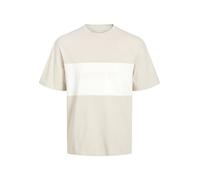JACK & JONES Herren Rundhals-Shirt Baumwoll-Shirt T-Shirt Kurzarm-Shirt 12258883 Beige S