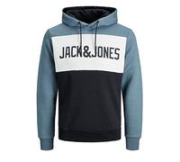JACK & JONES Herren JJELOGO Blocking Sweat Hood, China Blue, S