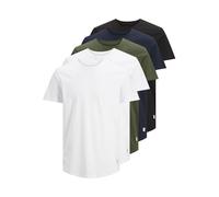 Jack & Jones Herren T-Shirt Jjenoa Tee SS Crew Neck 5er-Pack, kurzarm, Rundhals, Weiß S