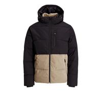 Steppjacke JACK & JONES "JJEOWEN PUFFER SN", Herren, Gr. M, schwarz (crockery detail:schwarz blocking), Web, Obermaterial: 100% Polyester, colorblocking, regular fit, Rippbündchen, Jacken (70241862-M)