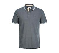 Poloshirt JACK & JONES "JJEPAULOS POLO SS NOOS", Herren, Gr. S, stormy weather detail:play, Jersey, Obermaterial: 100% Baumwolle, unifarben, slim fit normal, Rundhals, Shirts, Baumwolle, slim fit (424