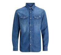 Jack & Jones Herren-Jeanshemd Comfort Fit Langarm Mittelblau Denim