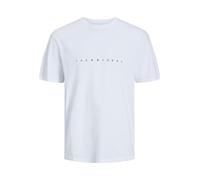 Jack & Jones T-Shirt JJESTAR 'STAR' mit Label-Print, 100% Baumwolle, Weiß, Gr. S