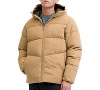 Steppjacke JACK & JONES "JJGLOBAL PUFFER JACKET", Herren, Gr. M, braun (elmwood), Web, Obermaterial: 100% Polyester, unifarben, regular fit normal, Jacken (13394421-M) elmwood