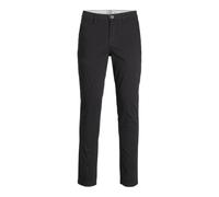 Chinohose JACK & JONES "JPSTMARCO mit schmalem Bein und pflegeleichtem Stoff", Herren, Gr. 32, Länge 30, schwarz, Twill, Obermaterial: 98% Baumwolle, 2% Elasthan, unifarben, washed, schmal lang, Hosen