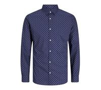 JACK & JONES Herren Jjjoe Print Shirt Ls Aw24 Freizeithemd, Navy Blazer, S