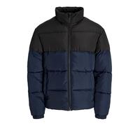 Steppjacke "JJMAZE PUFFER COLLAR PLS", Herren, Gr. 5XL, sky captain detail:schwarz blocking, Web, Obermaterial: 100% Polyester, JACK & JONES PLUSSIZE, colorblocking, regular fit, Jacken Steppjacke (62
