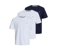 JACK & JONES Herren JJPAULOS Tee SS Crew Neck, White/D W. 2 x White + Navy Bl, XXXL