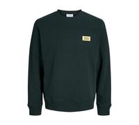 Sweatshirt JACK & JONES "JJRUSH SWEAT CREW NECK", Herren, Gr. XL, grün (scarab), angeraute Sweatware, Obermaterial: 60% Baumwolle, 40% Polyester, bedruckt, normal, Rundhals, Rippbündchen, Sweatshirts