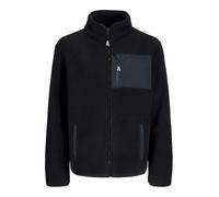 Fleecejacke JACK & JONES "JJTHATCHER FLEECE JACKET", Herren, Gr. XL, schwarz, Web, Obermaterial: 100% Polyester, unifarben, modisch, regular fit normal, Langarm, Jacken (15031264-XL) schwarz