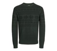 JACK&JONES Herren JJXMAS Gabriel Knit Crew Neck Strickpullover, Scarab/Pattern:w. Black, Small