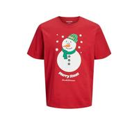 JACK&JONES Herren JJXMAS Jolly Tee SS Crew Neck T-Shirt, Scarlet Sage, M