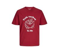 JACK&JONES Herren Jjxmas One Color Funny Tee Ss Crew Neck T-Shirt, Scarlet Sage, M