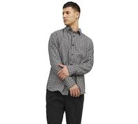 JACK & JONES Herren JORGRACIA Parker Check Shirt LS SN Poloshirt 12239322 ,Schwarz ,L