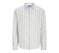 JACK&JONES Herren JORJOSHUA Loose Weave Shirt LS Freizeithemd, Cloud Dancer/Stripes:Stripes, L
