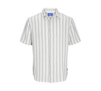 JACK&JONES Herren Jorjoshua Loose Weave Shirt Ss Freizeithemd, Cloud Dancer/Stripes:/Stripes, Medium