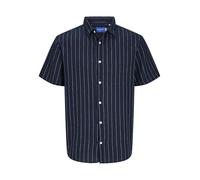 JACK&JONES Herren Jorjoshua Loose Weave Shirt Ss Freizeithemd, Sky Captain/Stripes:/Stripes, M