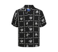 JACK & JONES Herren Jorluke Ocean Resort Shirt Ss Kurzarmhemd, Schwarz, L
