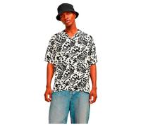 JACK & JONES Herren JORLUKE Party AOP Shirt SS BLK Kurzarmhemd 12251079,Buttercream,M