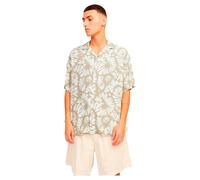 JACK & JONES Herren JORLUKE Party AOP Shirt SS BLK Kurzarmhemd 12251079,Fields of Rye,S