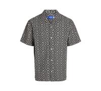 JACK & JONES Herren JORLUKE Seersucker Resort Shirt SS LN Kurzarmhemd 12255206,Schwarz,L