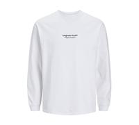 Langarmshirt JACK & JONES "JORVESTERBRO TEE LS CREW NECK NOOS", Herren, Gr. XL, weiß (hellweiß), Jersey, Obermaterial: 100% Baumwolle, bedruckt, modisch, loose fit normal, Rundhals, Langarm Rippbündch