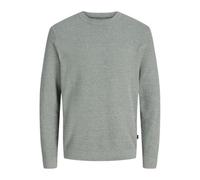 Rundhalspullover JACK & JONES "JPRBLURILEY KNIT CREW NECK LS SN", Herren, Gr. M, grün (laurel wreath detail:twist), Strick, Obermaterial: 100% Baumwolle, meliert, regular fit normal, Rundhals, Bündche