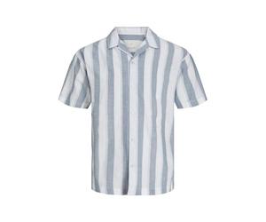 JACK & JONES Herren Jprccsummer Stripe Resort Shirt S/S Kurzarmhemd, Captains Blue/Fit:Relax Fit, S