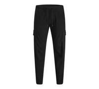 Cargohose "JPSTKANE DYLAN CUFFED CARGO RET PLS", Herren, Gr. 40(XXXL), Länge 34, schwarz, Web, Obermaterial: 98% Baumwolle, 2% Elasthan, JACK & JONES PLUSSIZE, unifarben, relaxed fit lang, Hosen Cargo