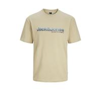 JACK & JONES Herren Kurzarmshirt T-Shirt Jcopuff Tee Crew Neck, Farbe:Beige, Artikel:-Crockery, Größe:XL