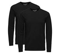 JACK & JONES Herren Langarmshirt 2er Pack Rundhals Langarm Basic T-Shirt LS Shirt Longsleeve Tee Core O-Neck S M L XL XXL, Größe:L, Farbe:Schwarz