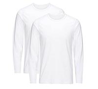 JACK & JONES Herren Langarmshirt 2er Pack Rundhals Langarm Basic T-Shirt LS Shirt Longsleeve Tee Core O-Neck S M L XL XXL, Größe:M, Farbe:Weiß