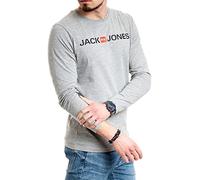 JACK & JONES Herren Langarmshirt aus Baumwolle - Longsleeve Männer - T-Shirt mit Langen Ärmeln aus Baumwolle - einzeln und Multipack (Light Grey Melange Corp - L)