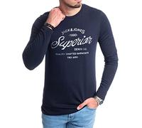 JACK & JONES Herren Langarmshirt aus Baumwolle - Longsleeve Männer - T-Shirt mit Langen Ärmeln aus Baumwolle - einzeln und Multipack (Navy Blazer Opt3 - XL)(Nala L/S Navy Blazer - XL)