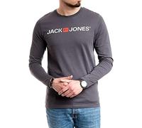 JACK & JONES Herren Langarmshirt aus Baumwolle - Longsleeve Männer - T-Shirt mit Langen Ärmeln aus Baumwolle - einzeln und Multipack (Asphalt Opt1 Corp - 3XL)