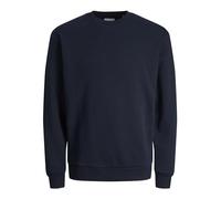 Sweatshirt JACK & JONES JUNIOR "JJEBRADLEY einfach kombinierbar, pflegeleicht", Jungen, Gr. 140, blau (navy blazer), angeraute Sweatware, Obermaterial: 61% Polyester, 39% Baumwolle, unifarben, regular
