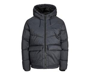 JACK & JONES Herren-Pufferjacke, durchgehender Reißverschluss, normale Passform, langärmelige Jacken für Herren, Größe S bis XXL, Dunkelgrau melierte Weste, L