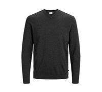 JACK & JONES Herren Pullover JjeBasic V-Ausschnitt Strickpulli Oberteil Regular, Farbe:Dunkelgrau, Größe:XXL