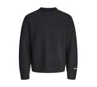 Jack & Jones Strickpullover Jornorrebro mit Label-Stitching Rundhals Schwarz Größe L