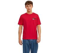 Rundhalsshirt JACK & JONES "JJECORP LOGO TEE PLAY SS O-NECK NOOS", Herren, Gr. S, rot (true rot), Single Jersey, Obermaterial: 100% Baumwolle, bedruckt, normal normal, Rundhals, Shirts Rundhalsshirt (
